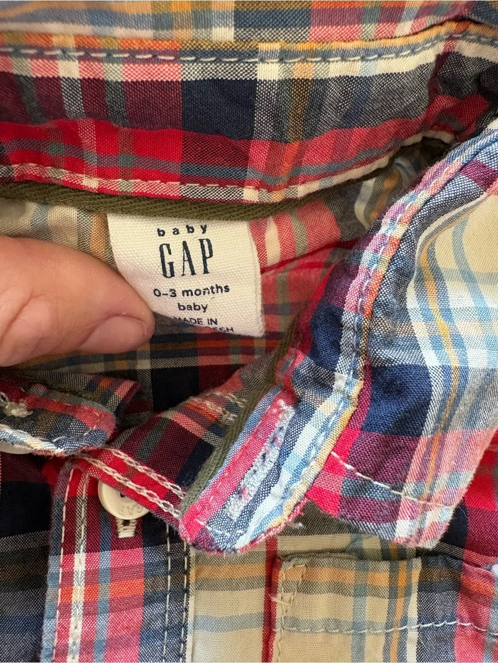 BabyGAP Plaid Button Up Shirt and Olive Cargo Pants Set - size 0-3